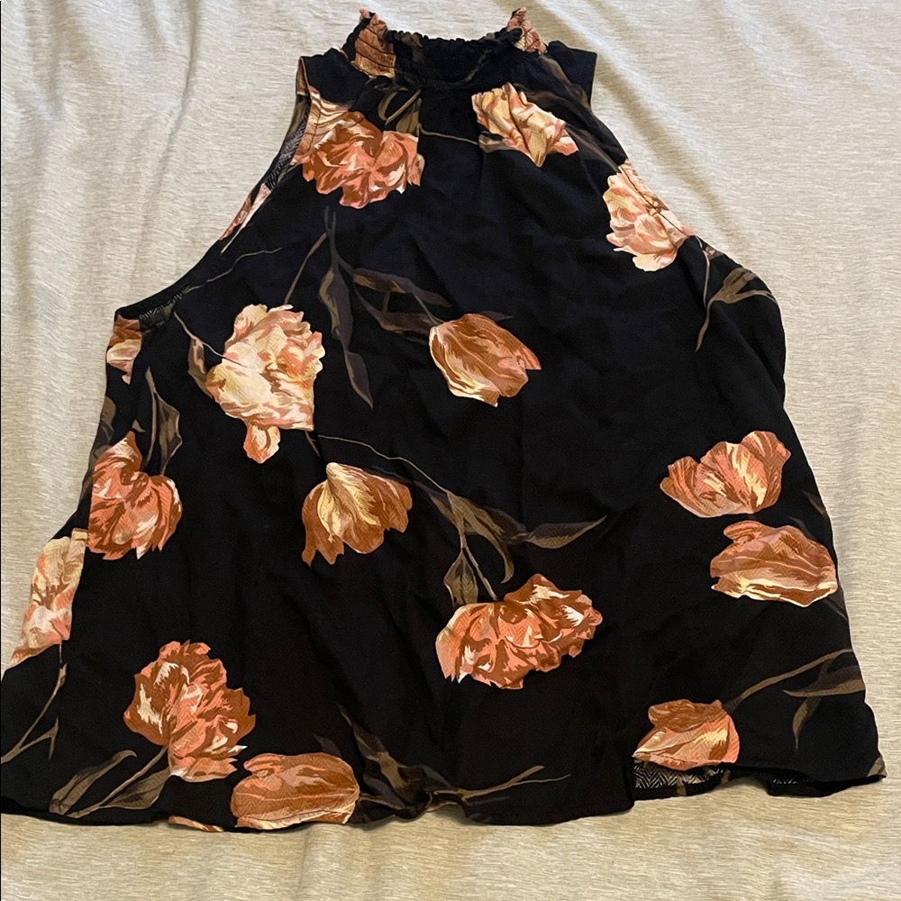 a new day Black and Orange Floral High Neck Tank